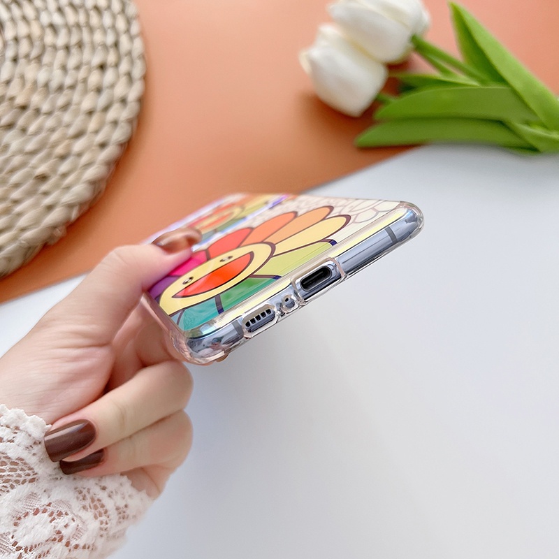 Ốp Điện Thoại Dẻo Họa Tiết Hoa Hướng Dương Màu Xanh Dương Thời Trang Cho Samsung Galaxy Z Flip 1 2 3