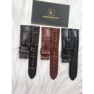 Dây đồng hồ da cá sấu xịn màu đen size 18, 20, 22 từ Kimdongho