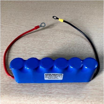 Siêu tụ điện 16V/16F 40A (pack 1 hàng 6 siêu tụ) bọc PVC bấm sẵn đầu cos