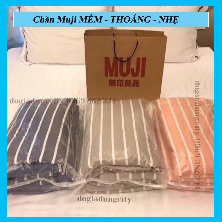 Chăn Hè Thu Cotton Đũi Kẻ Muji Nhật Bản