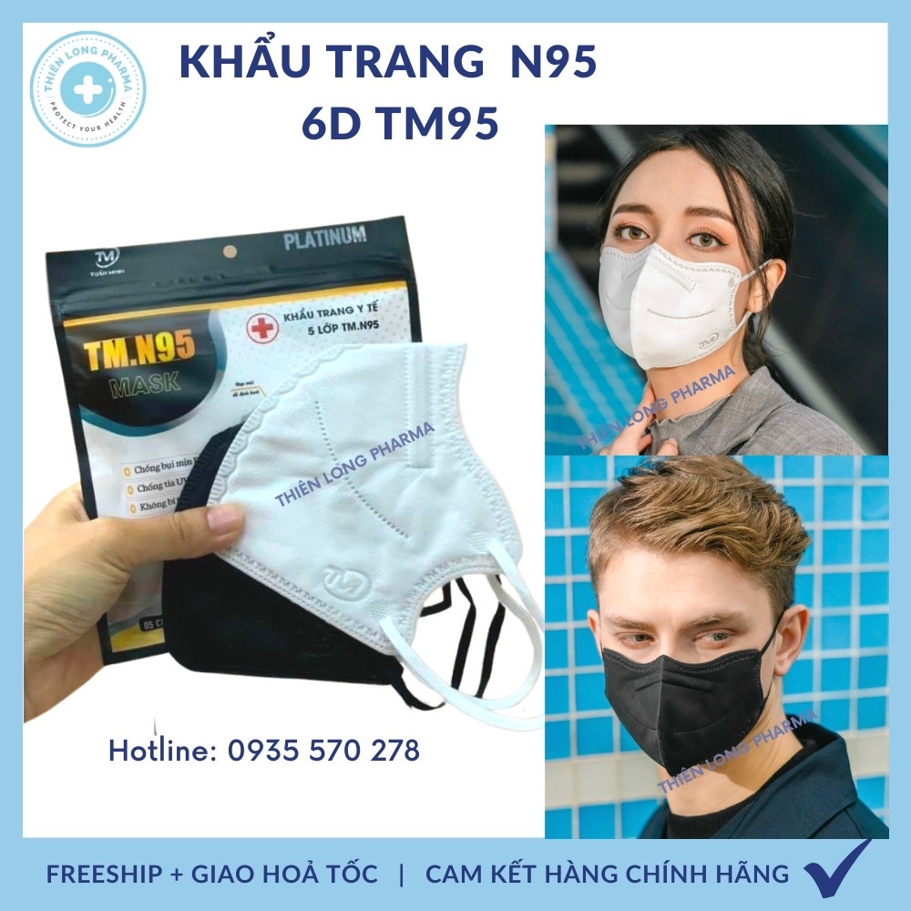 Khẩu Trang 6D TM95 2.5PM 5 Lớp Dày, Khẩu trang N95 kháng khuẩn chính hãng công ty Tuấn Minh