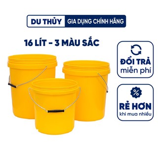 Thùng nhựa tròn không có nắp 16L, 3 màu sắc, kiểu xô dùng đựng gạo, nước, rác, hóa chất, có thể xách hoặc bê