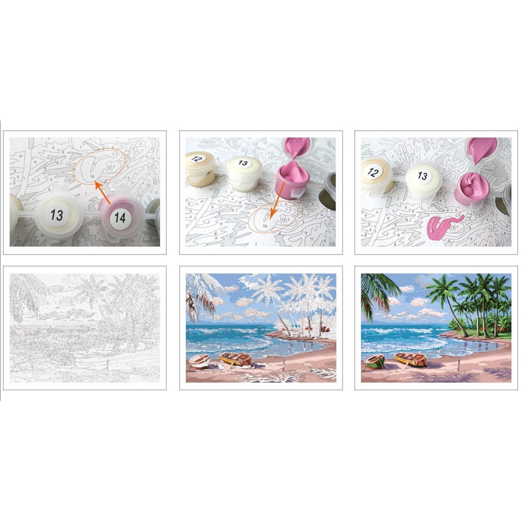 Tranh tô màu theo số tranh số hóa thanh lý tổng hợp Moonshop 40x50 cm