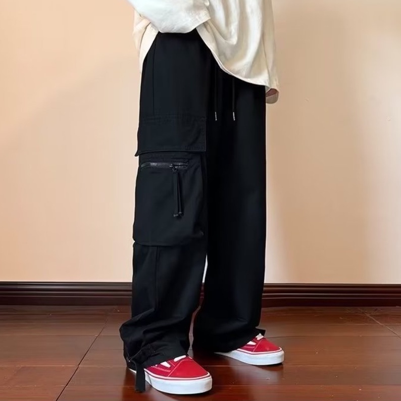 Quần nam Thời Trang cargo pants Hàn Quốc bigsize quần túi hộp nam from rộng quần ống rộng chất đũi cao cấp quần yếm nam