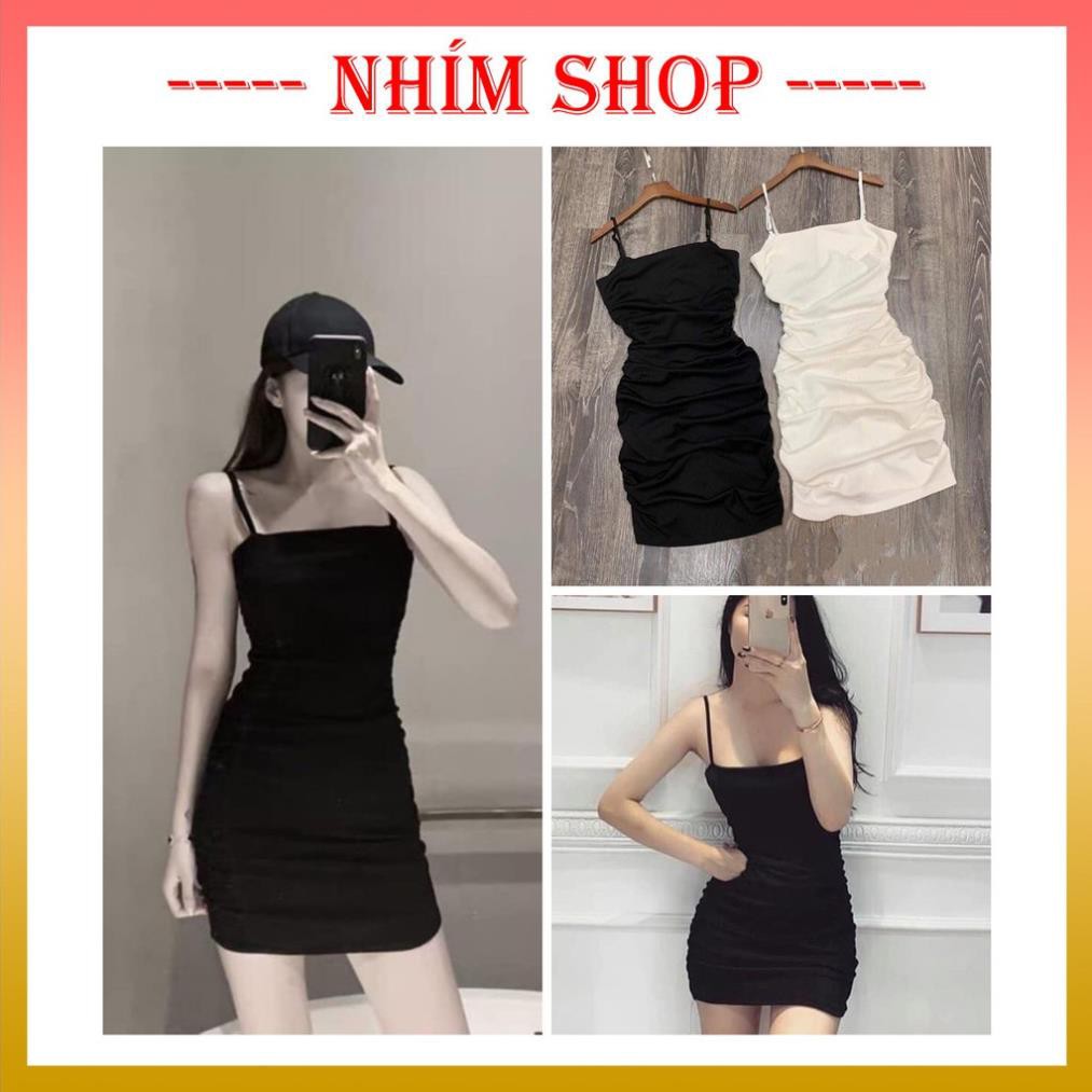 Váy body, đầm body 2 dây dúm eo ♥️ Đầm 2 dây sexy phong cách Hàn Quốc - NhimShop HD04 . ་ ,