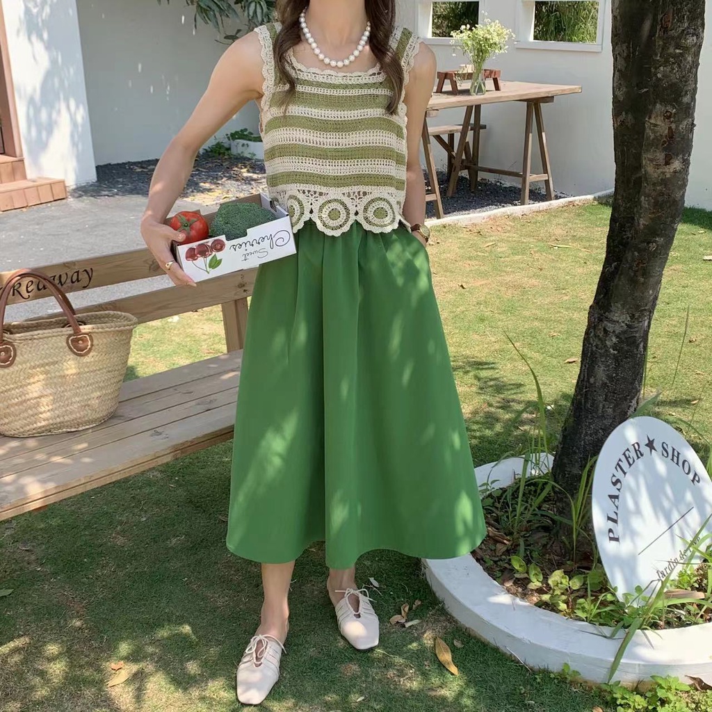 DUNEA Áo Tank Top Dệt Kim Màu Sắc Xinh Xắn Cho Nữ