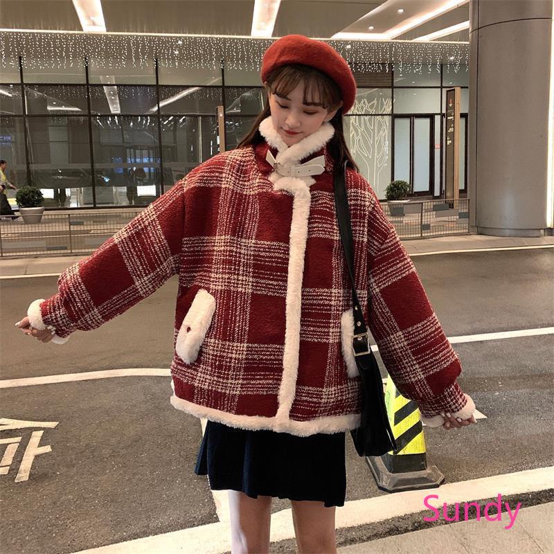 Áo khoác nhung dày dài tay thời trang mùa đông cho nữ