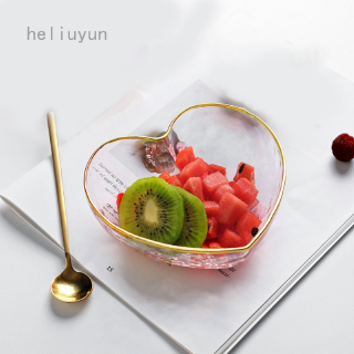 Heliuyun Tô Thủy Tinh Trong Suốt Hình Trái Tim Màu Vàng Kim Đựng Gia Vị Đậu Nành