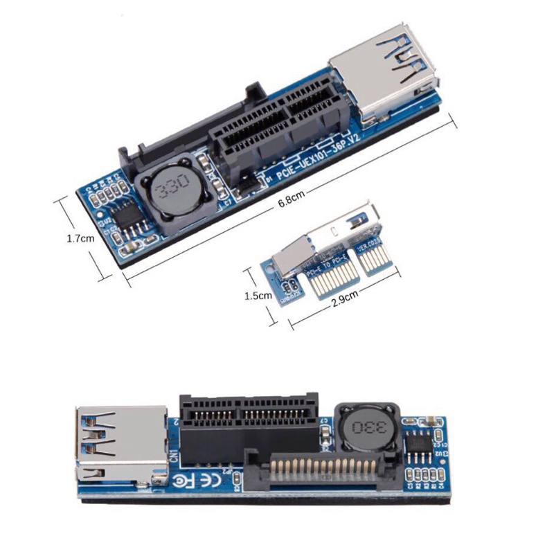 Card Chuyển Đổi PCI-E 1x Sang PCI-E 1x Kèm Cáp Usb 3.0