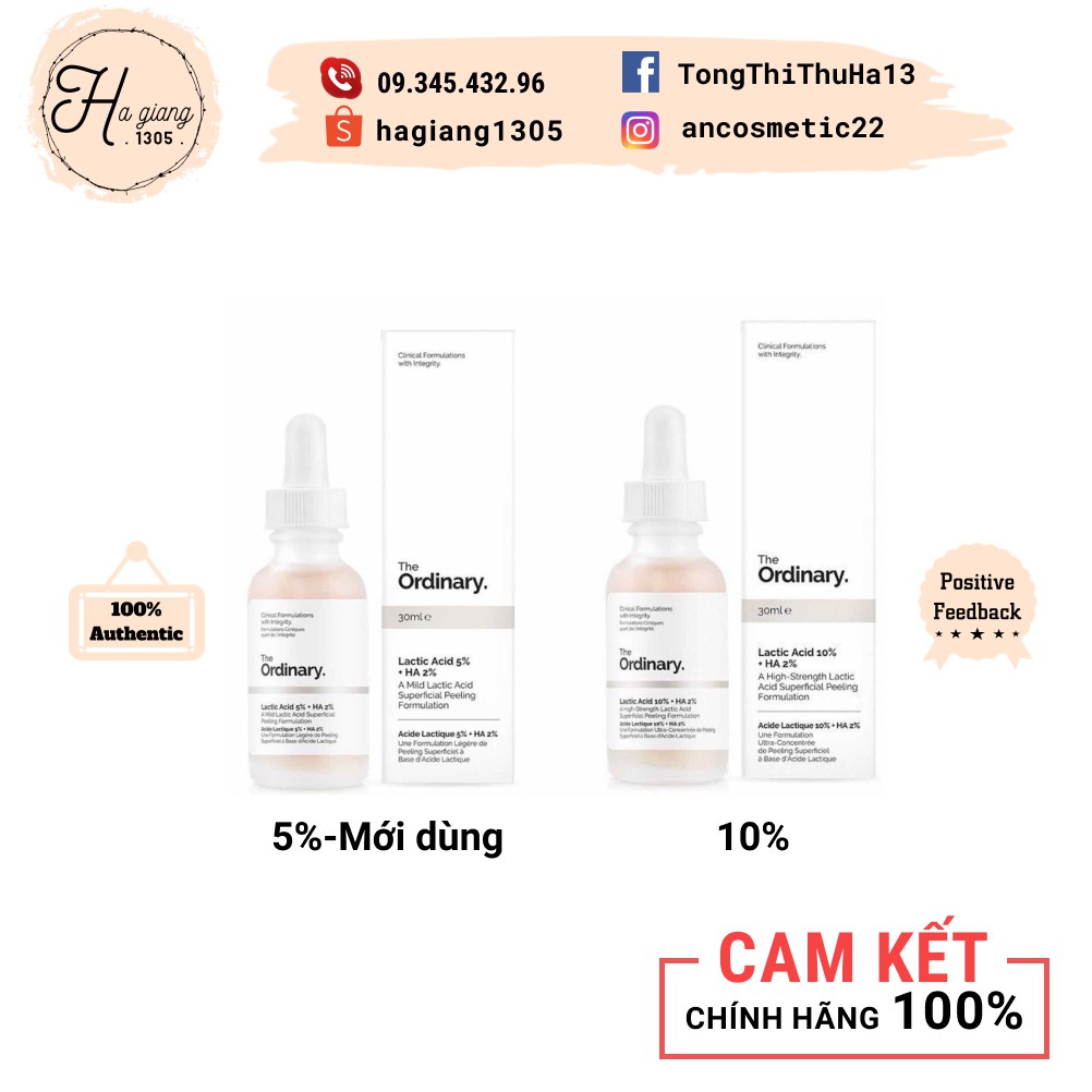 The Ordinary 30ml Lactic Acid 5% + HA, Tẩy da chết AHA - Lactic Acid 5%