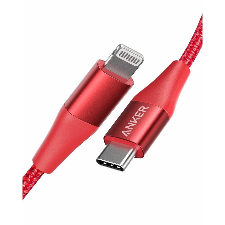 [Mã ELMALL150 giảm 8% đơn 500K] [Không kèm bao da] Cáp sạc ANKER PowerLine+ II Lightning to USB-C dài 0.9m - A8652