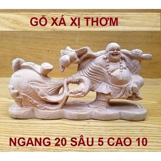 Tượng phật di lặc kéo bao gỗ xá xị -Tặng vòng tay gỗ bách xanh