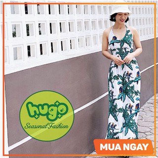 Váy Maxi đi biển hai dây chất lanh thái đẹp free size nhiều màu - Hugo Shop