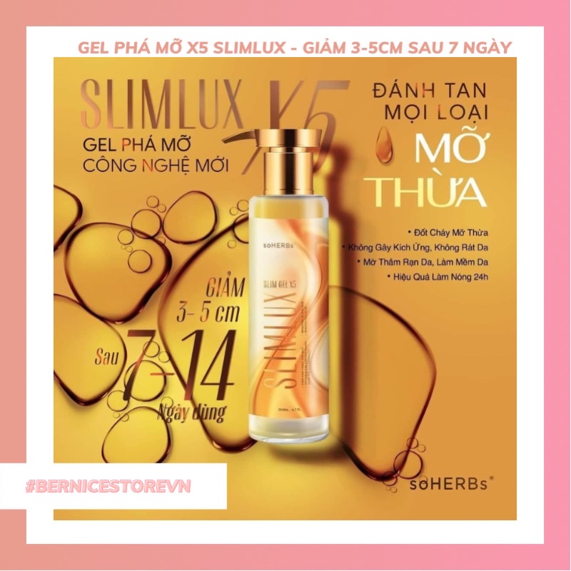 [CHÍNH HÃNG] GEL PHÁ MỠ X5 SLIMLUX SOHERBS