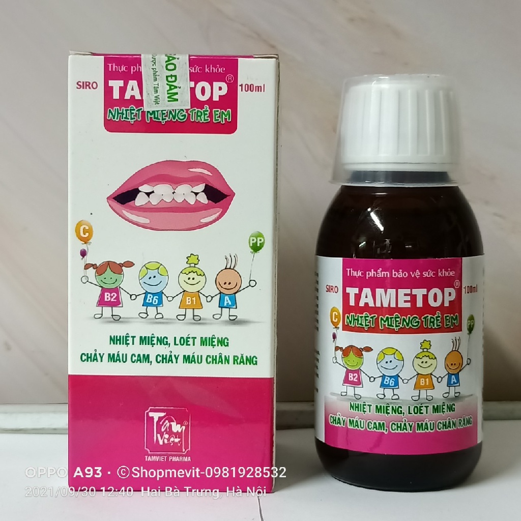 TAMETOP SIRO NHIỆT MIỆNG NÓNG TRONG CHO BÉ CHAI 100ML