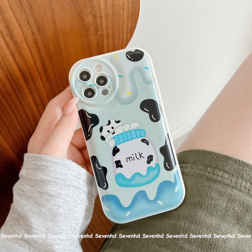 Ốp Điện Thoại Mềm Hình Dâu Tây / Thỏ Mắt To Có Đệm Khí Cho iPhone 14 13 12 11 Pro Max X XR Xs Max 8 7 6 6s Plus SE 2020