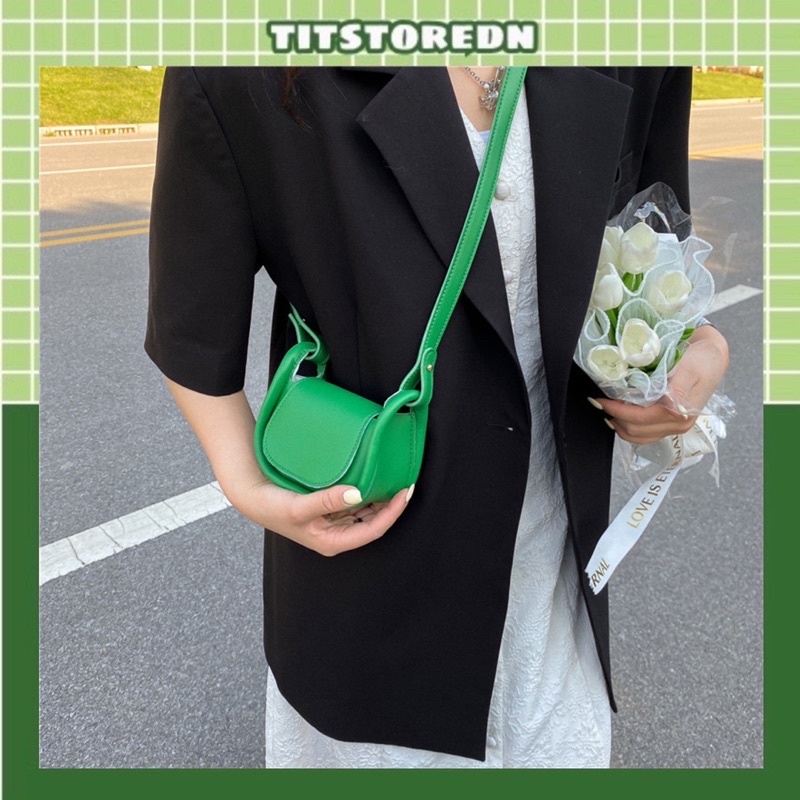 Túi đeo chéo nữ mini túi vuông nhỏ đeo chéo trơn đẹp đi chơi nắp gập chất liệu da cao cấp phong cách Hàn Quốc