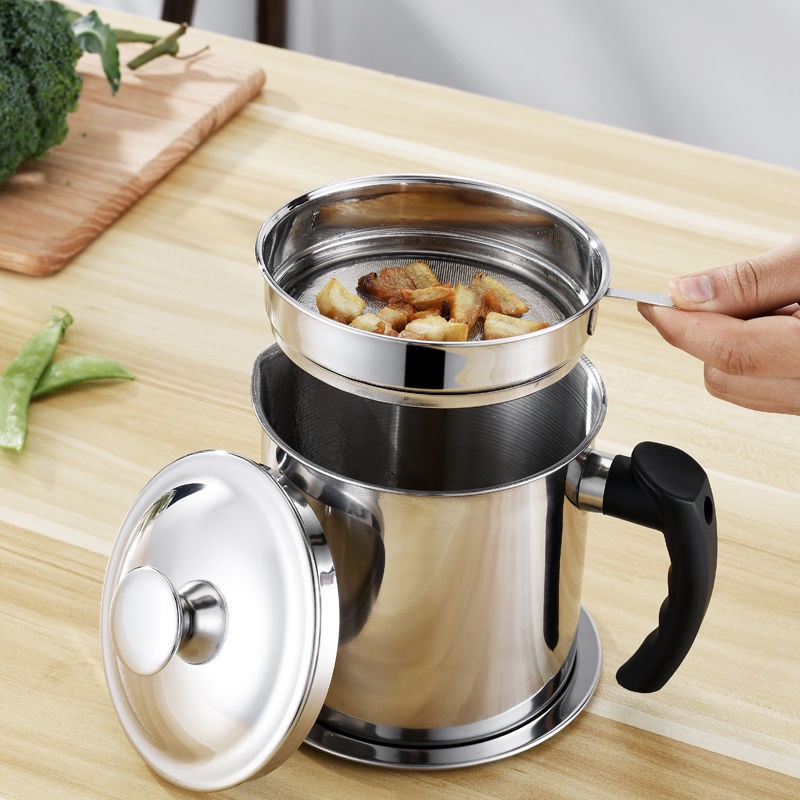 Bình đựng dầu ăn bằng thép không gỉ có nắp đậy tiện dụng