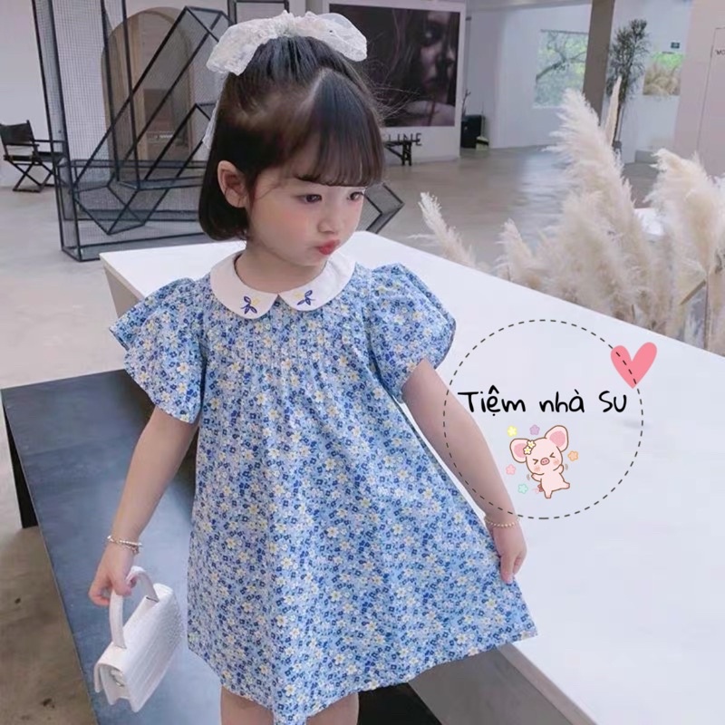[SALE BỎ MẪU] - Váy bé gái - Váy suông tay bồng cổ thêu hoa thật đáng yêu cho bé gái (08-18kg) -TIỆM NHÀ SU