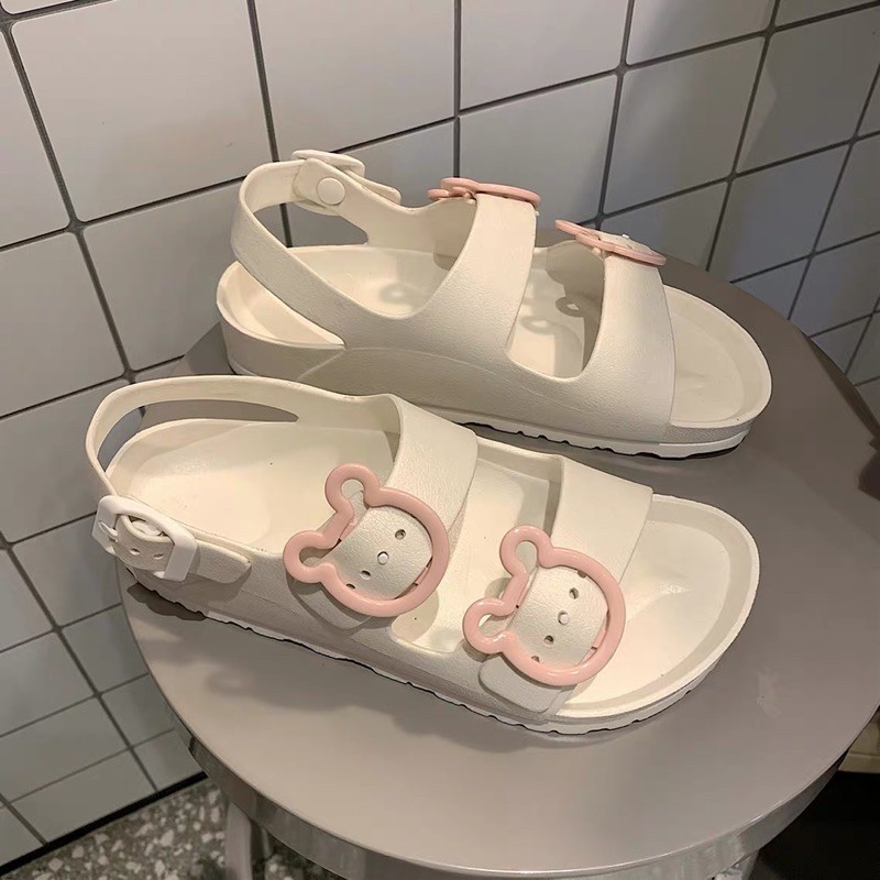 (Order) Sandal Ulzzang nữ đi học đi chơi Sandal khuy gấu dễ thương