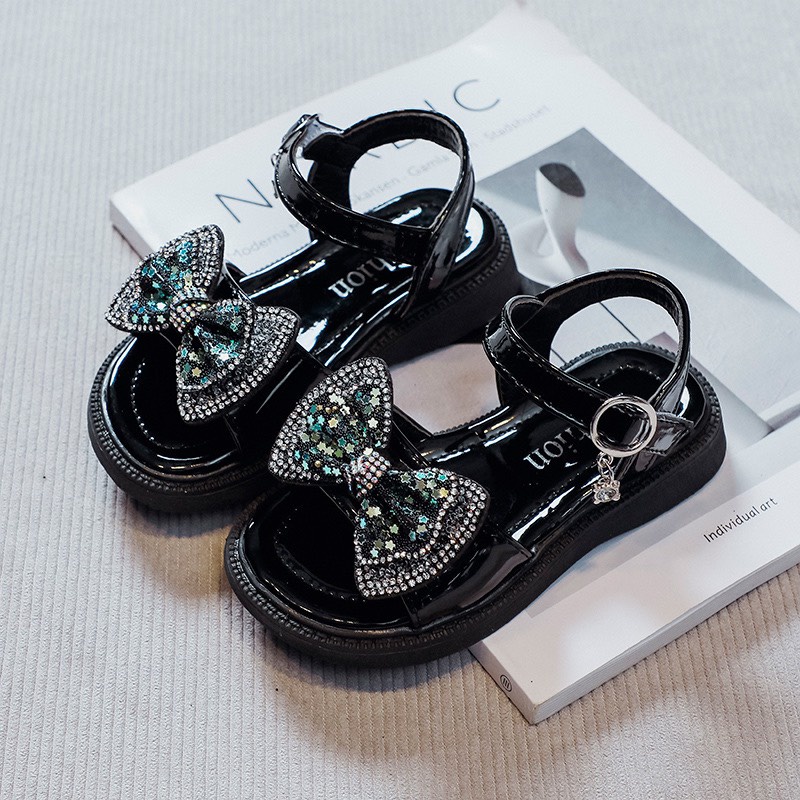 Sandal đính nơ kèm vương miện cho bé gái mẫu hot 2022 - Hàng Quảng Châu Cao Cấp (K62)