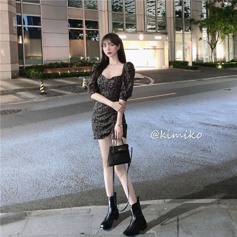 Váy Nữ Cổ Vuông , Đầm Nữ Hoa Nhí Tay Phồng Sexy SIXTEEN. | BigBuy360 - bigbuy360.vn