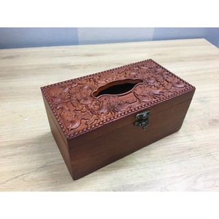 Hộp giấy ăn chạm nổi cửu long gỗ hương tự nhiên, khóa gài cao cấp, mộng gỗ chắc chắn, hàng kỹ nghệ cao dài 22 cm