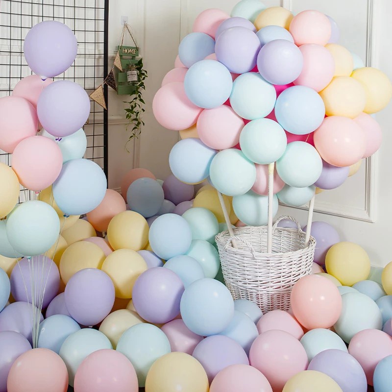 Set 100 Bong Bóng Cao Su 10 Inch Màu Macaron Dùng Để Trang Trí Tiệc Cưới / Sinh Nhật