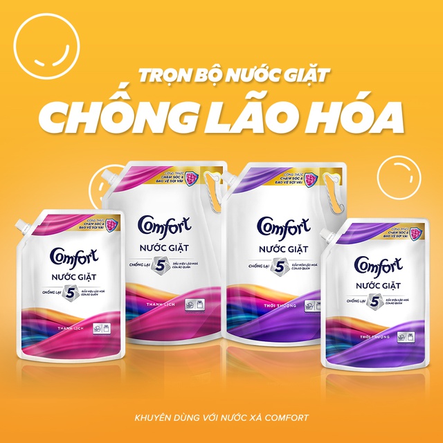 Nước giặt chống lão hóa vải Comfort hương Thời Thượng túi 2,2KG/3,1KG