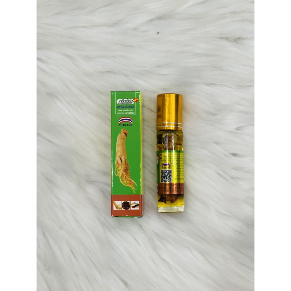 Dầu Gió Lăn Thảo Dược và Nhân Sâm  chai 10cc/10ml  GREEN HERB OIL - Thái Lan chuẩn