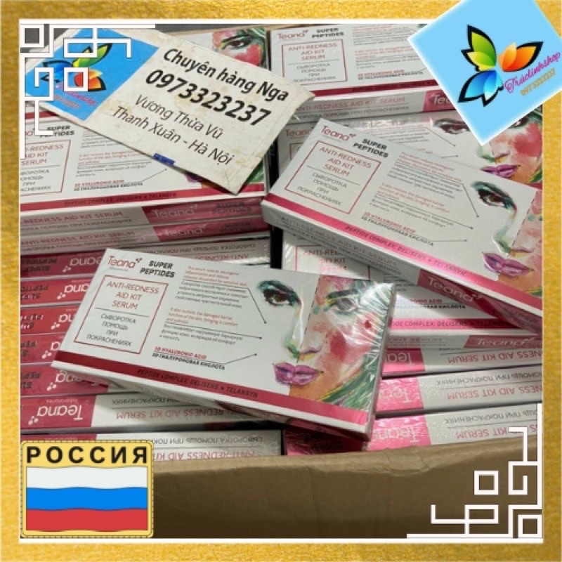 Serum giảm mẩn đỏ, kích ứng, phục hồi da Teana Super Peptides Anti-redness Aid Kit 10 ống 20 ml