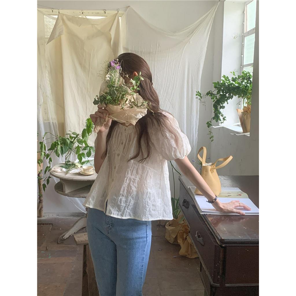 Áo Sơ Mi Nữ Tay Ngắn Ngọt Ngào Thanh Lịch Phong Cách Hàn Quốc 53219