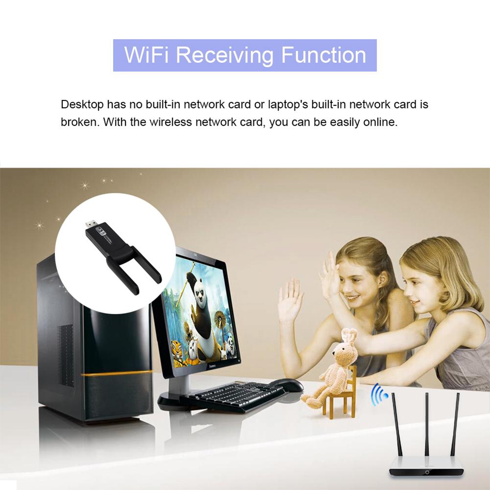 Bộ điều hợp WiFi băng tần kép 2.4G 5.8G USB không dây Thẻ mạng 1200Mbps với ăng ten kép Bộ thu USB 3.0 cho máy tính PC | BigBuy360 - bigbuy360.vn