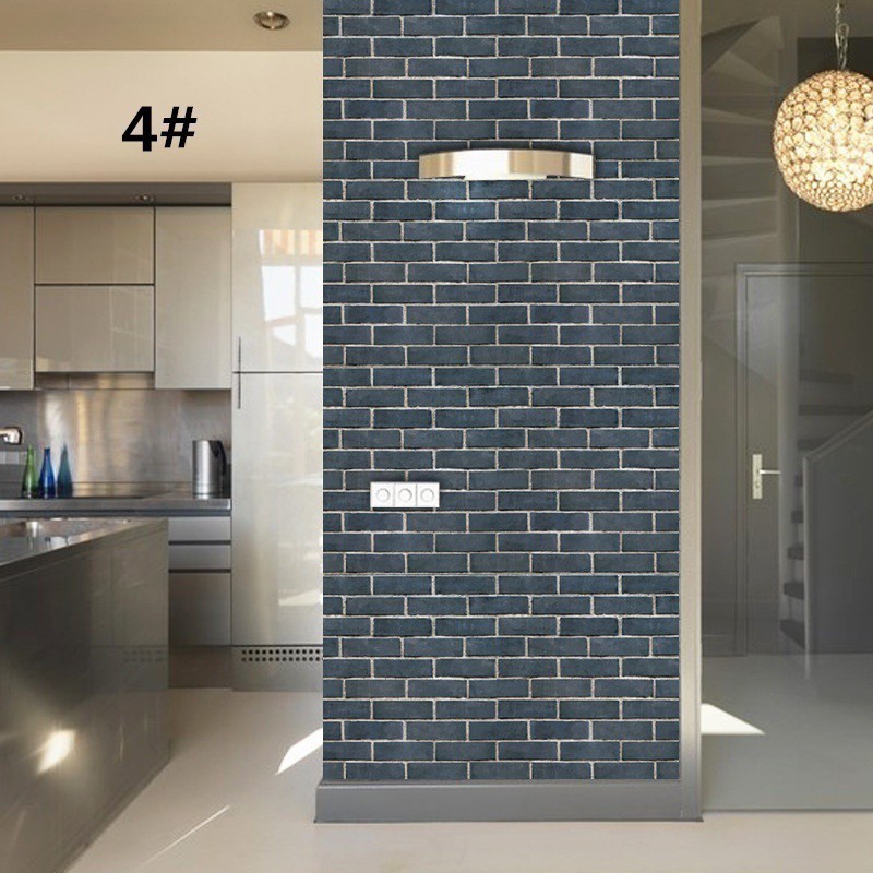 Nhãn dán tường họa tiết giả viên gạch 3D