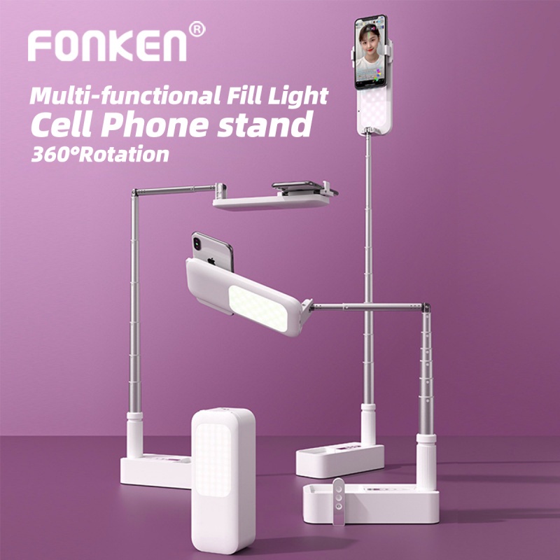 Giá đỡ điện thoại có đèn chụp ảnh FONKEN kết nối bluetooth không dây có thumbnail