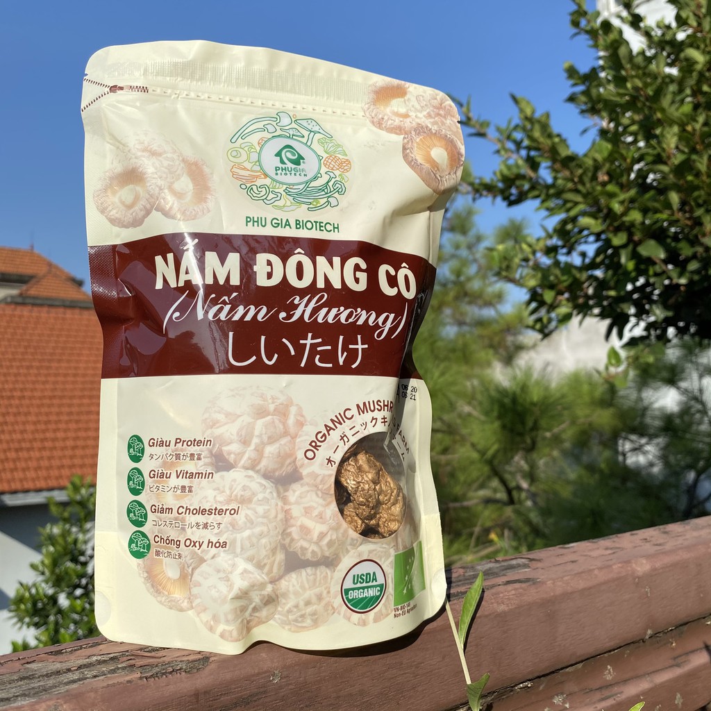 Nấm hương (đông cô)/Chân nấm hữu cơ 70g/100g Phú Gia Organic Dried Mushrooms