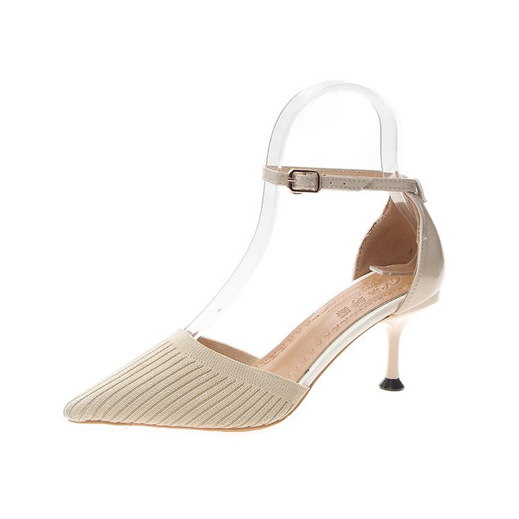 🌺(ORD) Giày Baotou A10 quai mảnh nhỏ/ Đế nhọn/ vân sọc dọc Cao 7Cm/ Phong Cách Hàn Quốc