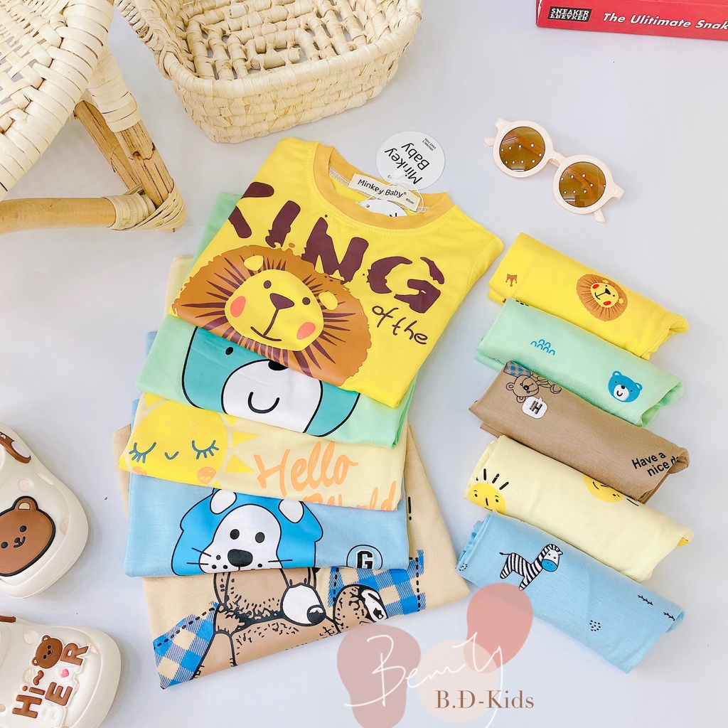 SALE BỘ THUN LẠNH MINKY MOM  DÀI TAY IN HÌNH DỄ THƯƠNG CHO BÉ CAO CẤP SIZE 8-28KG(DTV)