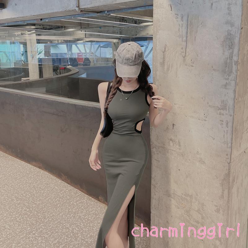 Chm-đầm Sát Nách Dáng Ôm Cổ Tròn Xẻ Tà Hông Cao Thoáng Khí Thời Trang Dành Cho Bạn Nữ