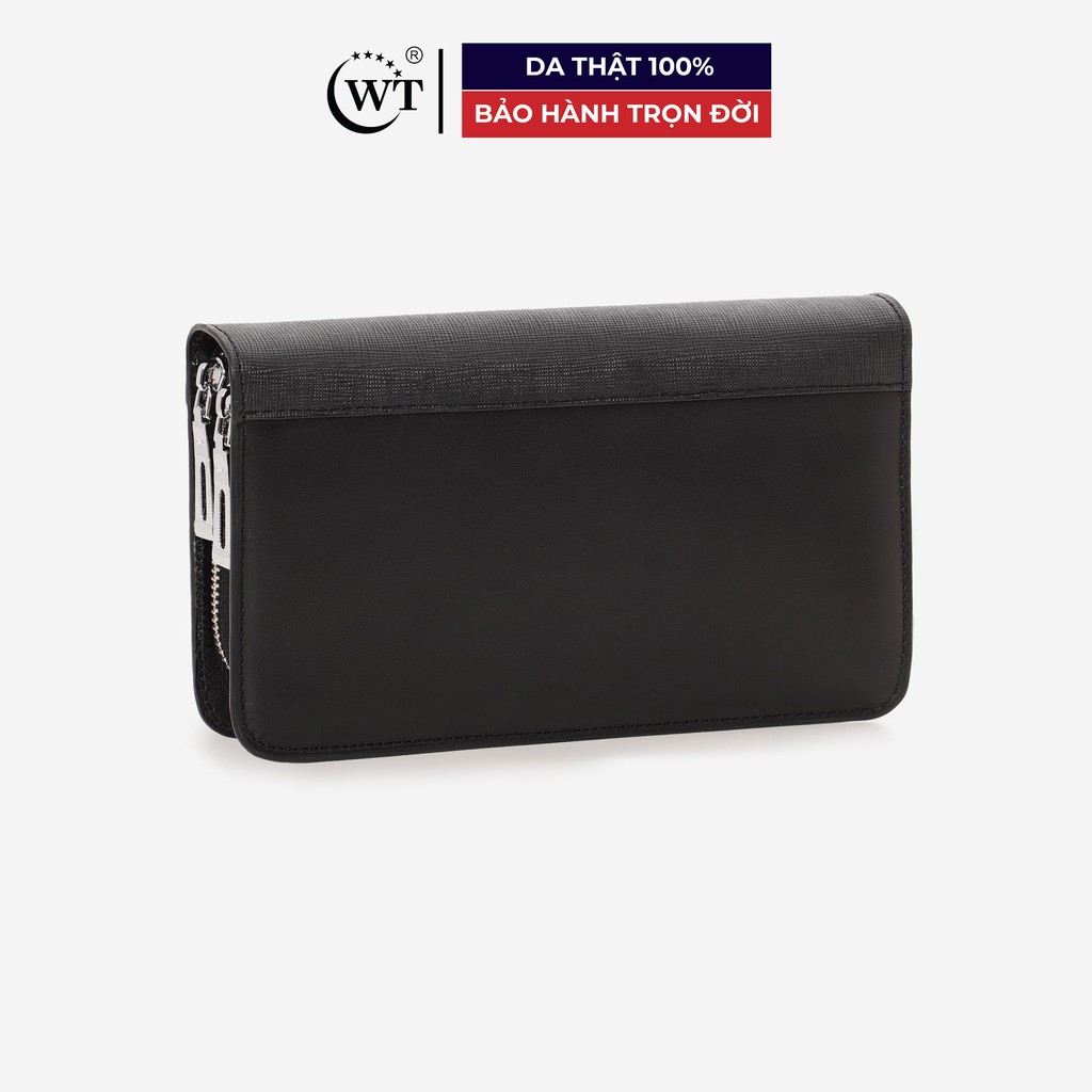 Ví Cầm Tay Nam Clutch Da Dê Phối Da Bò Cao Cấp Màu Đen WT Leather 070138802