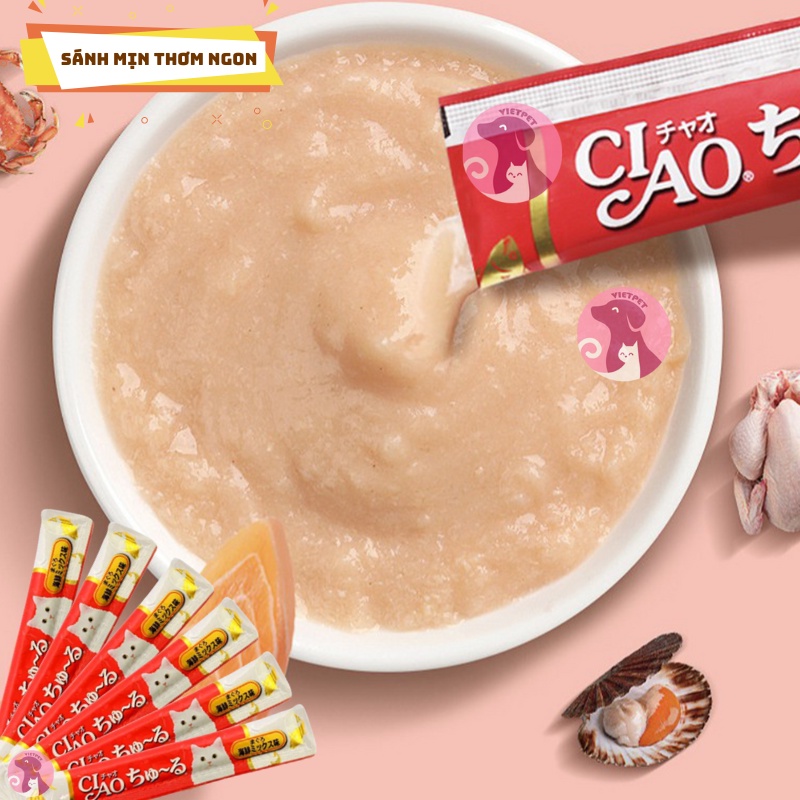 🧧[SALE TẾT] 🧧 Hộp 50 thanh CIAO súp dinh dưỡng cho mèo (Mix 5 vị tuyệt ngon)