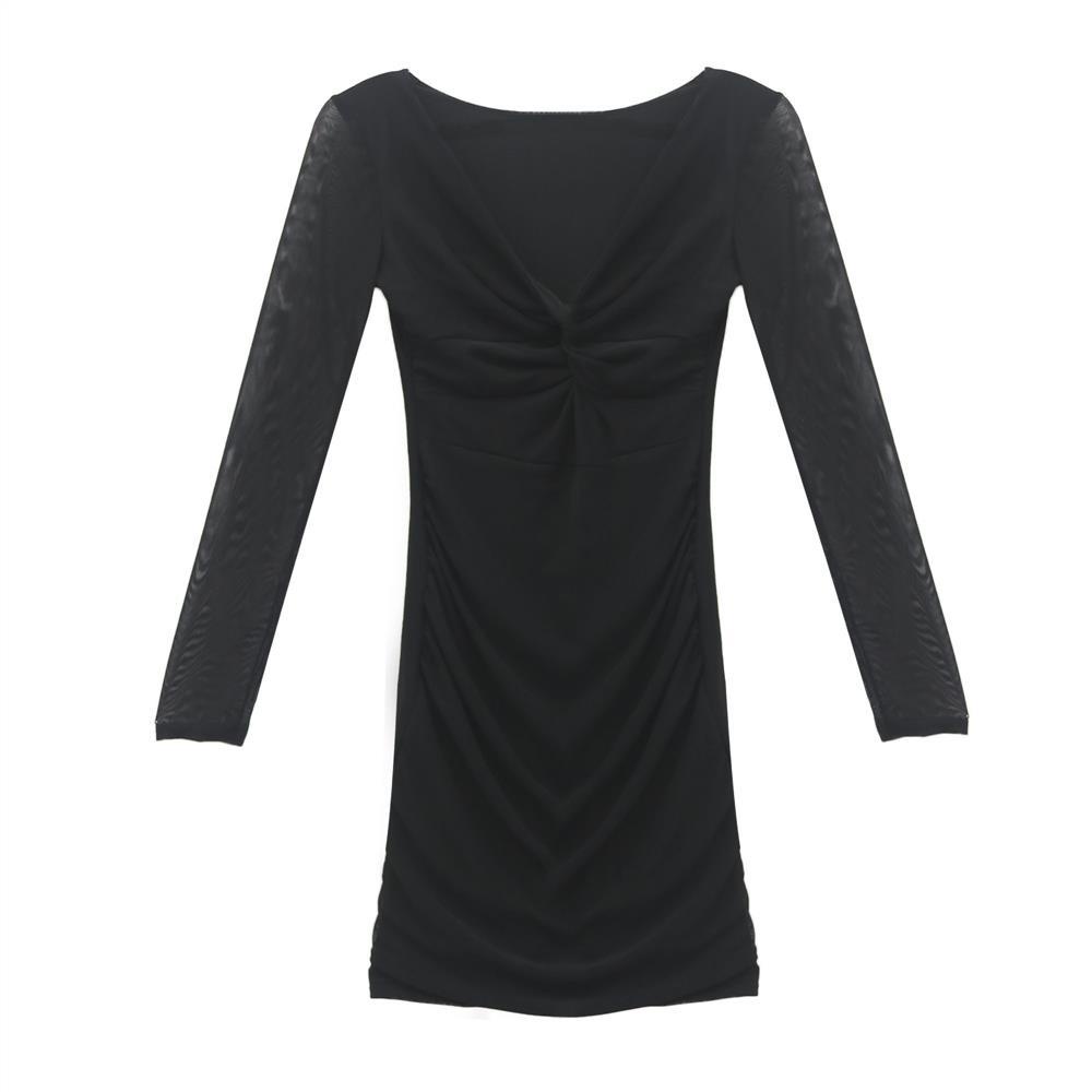 Đầm Tay Dài Phối Lưới Quyến Rũ Thời Trang Mùa Thu Cho Nữ