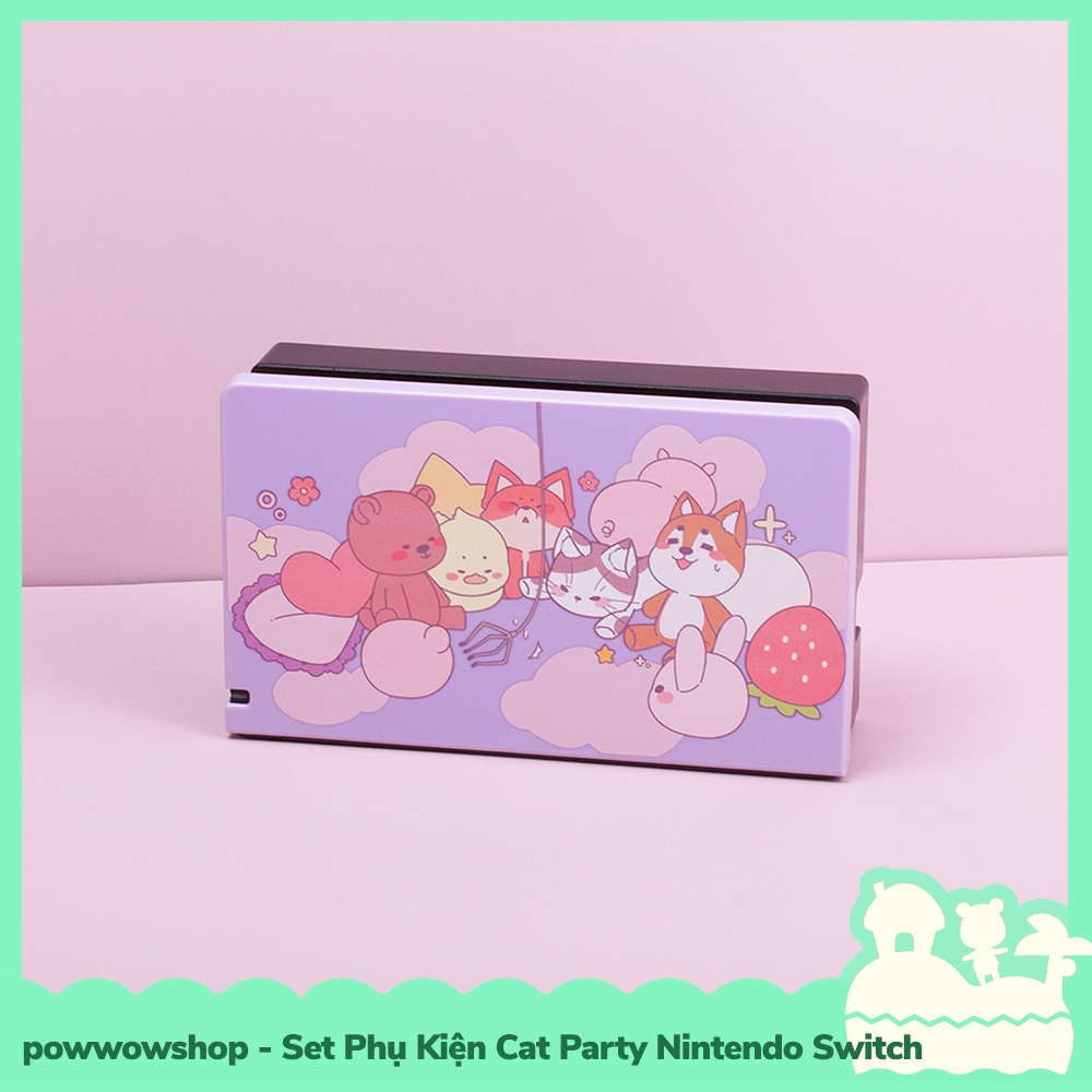 [Sẵn VN - Hỏa Tốc] Set Phụ Kiện Case Ốp, Cường Lực Cho Máy Game Cầm Tay Nintendo Switch Phong Cách Cat Party