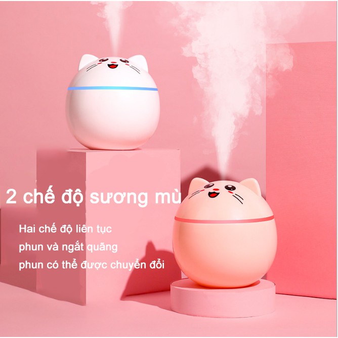 Máy phun sương tạo độ ẩm không khí cổng USB hình mèo mini dễ thương máy xông tinh dầu