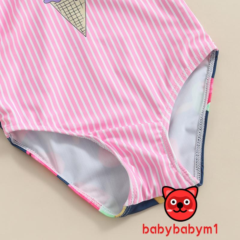 ✩Qe★Đồ Bơi Cổ Thuyền Hoạ Tiết Kẻ Sọc Cho Bé Gái