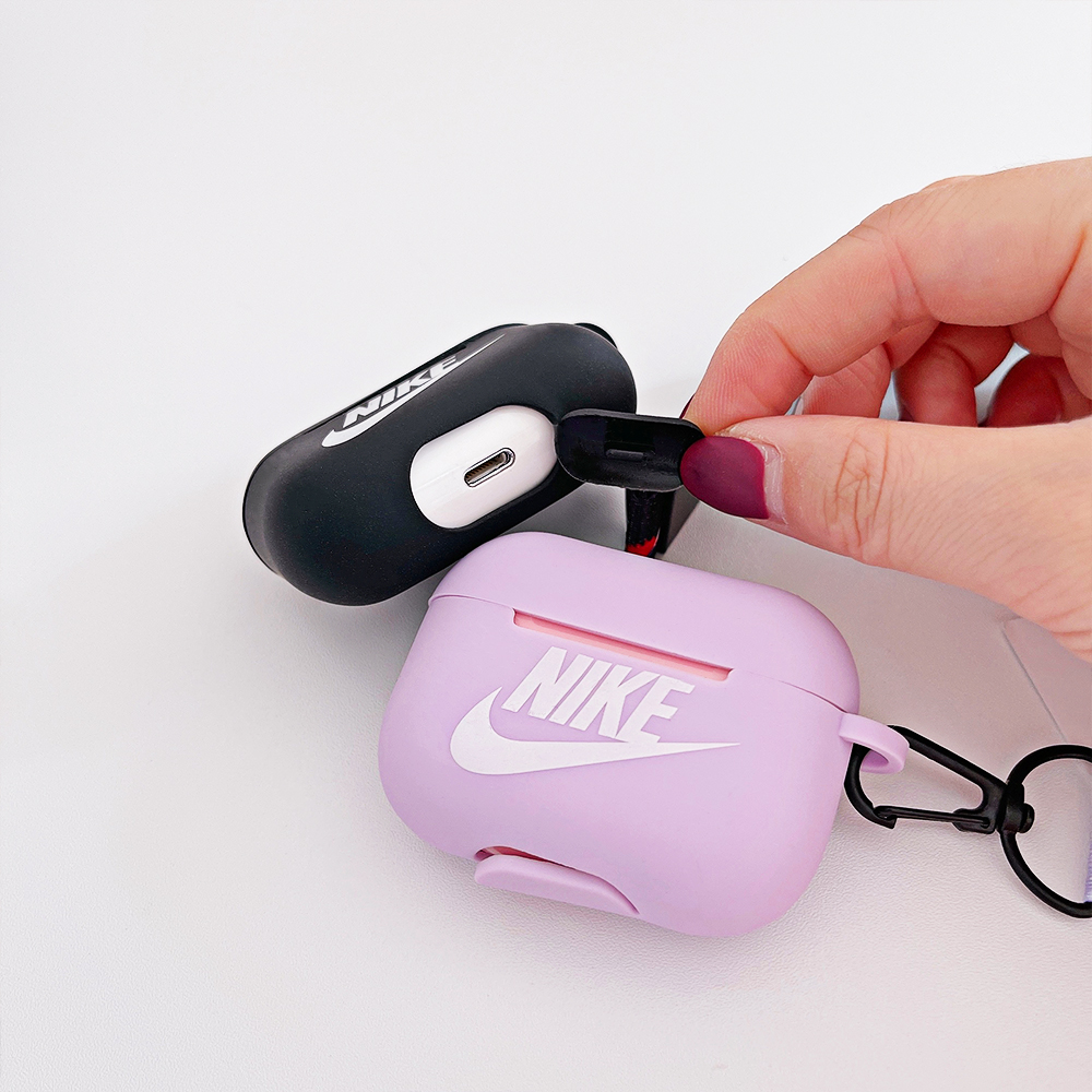Vỏ bọc bảo vệ hộp sạc tai nghe Airpods Pro/3 in họa tiết có dây đeo bằng silicone