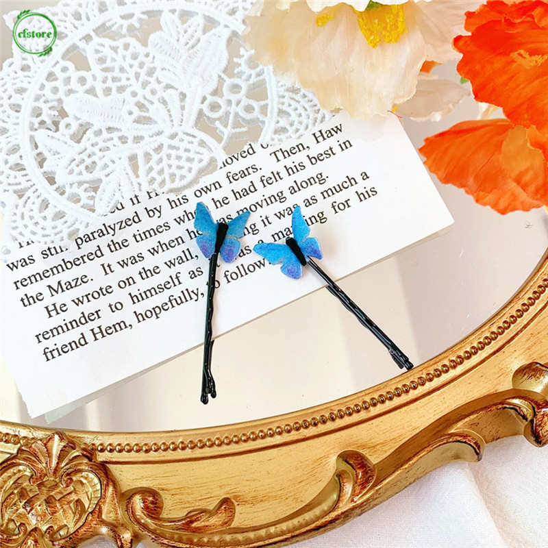 BUTTERFLY (Hàng Mới Về) Kẹp Tóc Hình Bướm Đính Đá Xinh Xắn Cho Nữ