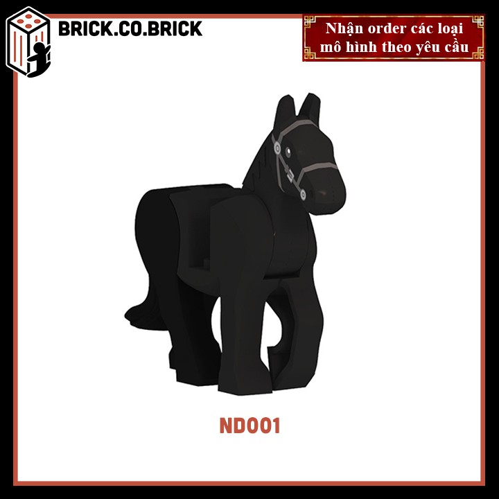 Ngựa trung cổ Đồ chơi lắp ráp động vật Mô hình Ngựa nâu War Horse  NN001 -ND001