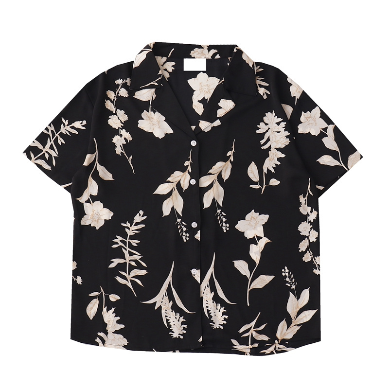 Áo sơ mi SUXI ngắn tay dáng rộng in họa tiết phong cách cổ điển thời trang mùa hè cho nữ