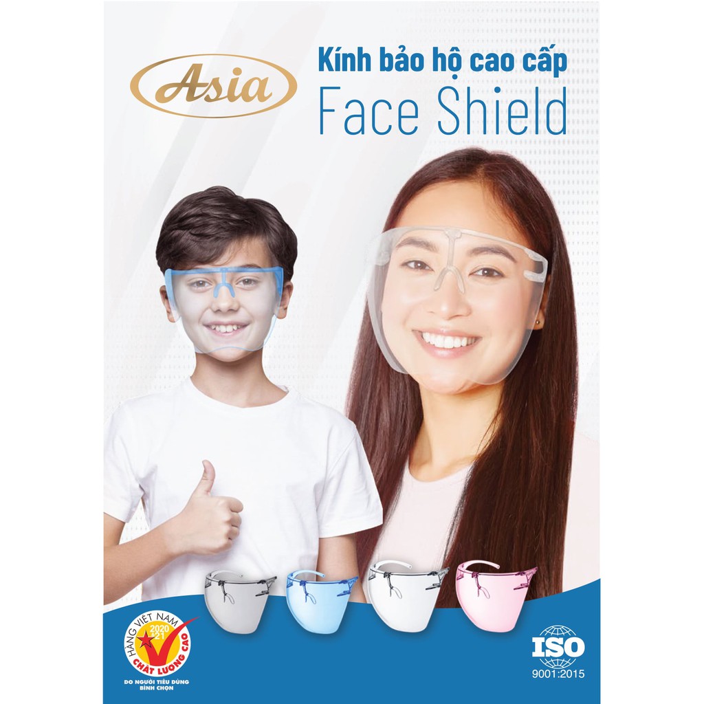 Kính bảo hộ cao cấp ASIA Face Shield CHĨNH HÃNG chống giọt bắn, chống dịch đã xử lý không đọng hơi thở